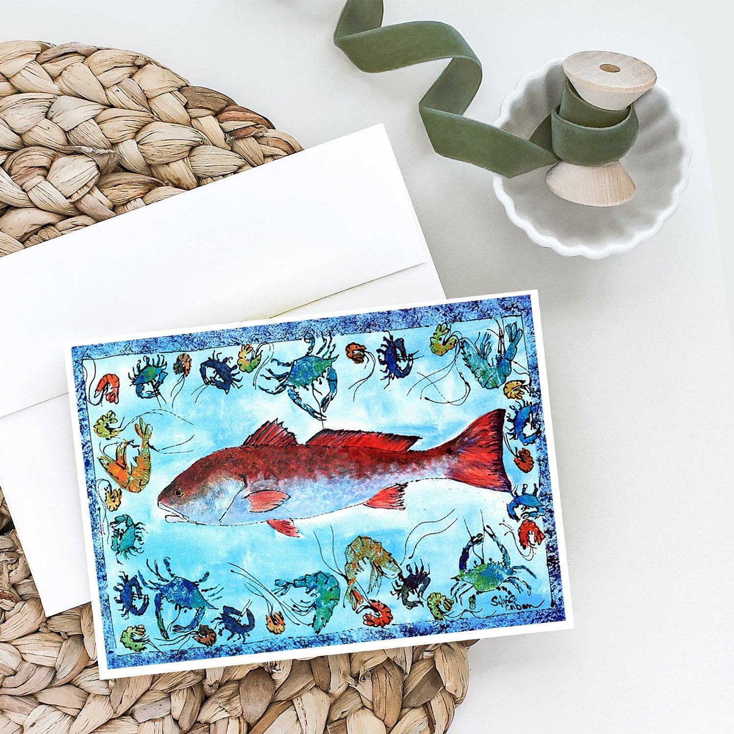 Buy this Red Fish Greeting Cards and Envelopes Pack of 8