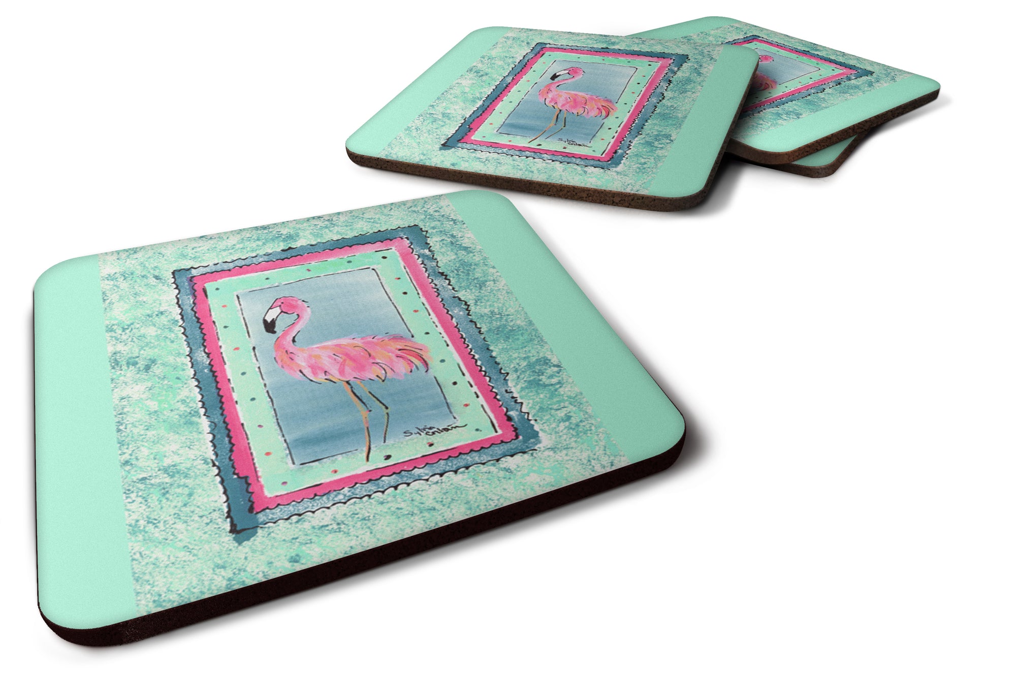 Set of 4 Bird - Flamingo Foam Coasters - the-store.com