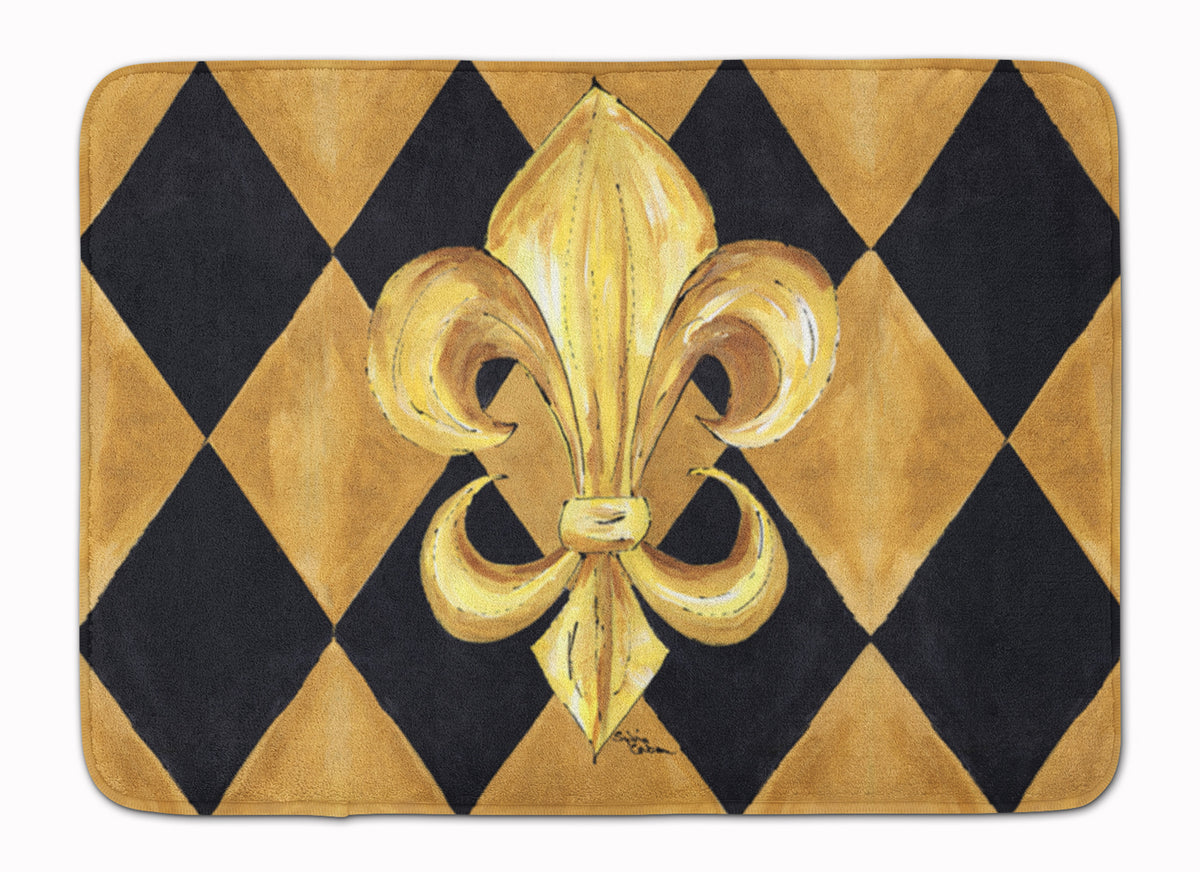 Black and Gold Fleur de lis New Orleans Machine Washable Memory Foam Mat - the-store.com