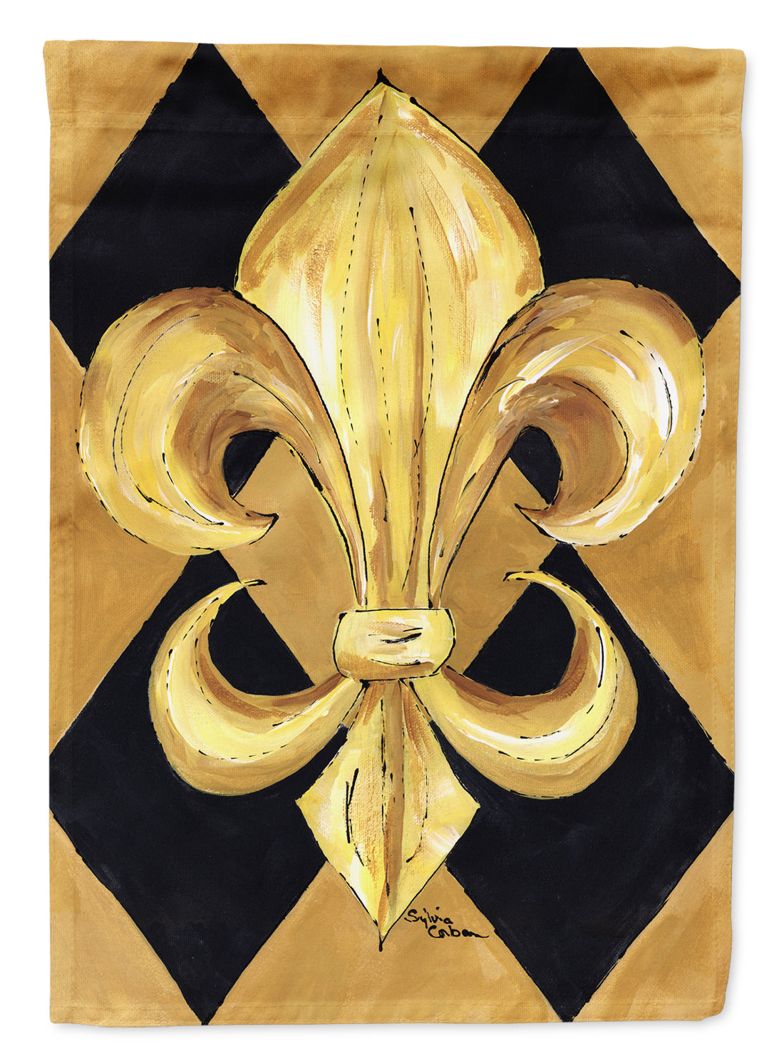 Black and Gold Fleur de lis New Orleans  Flag Canvas House Size  the-store.com.