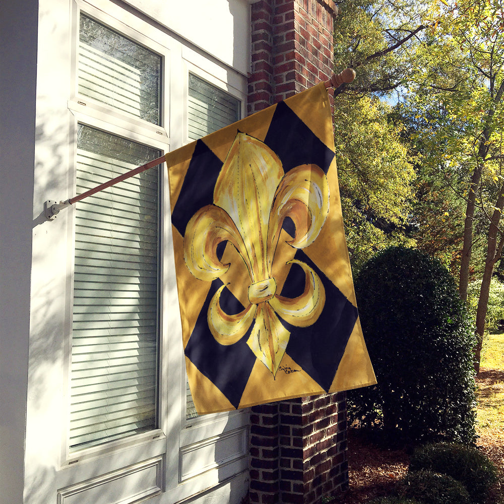 Black and Gold Fleur de lis New Orleans  Flag Canvas House Size  the-store.com.