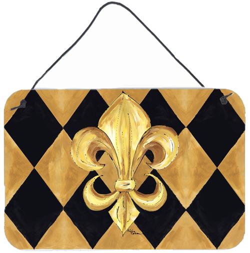 Black and Gold Fleur de lis New Orleans Indoor or Wall or Door Hanging Prints by Caroline's Treasures