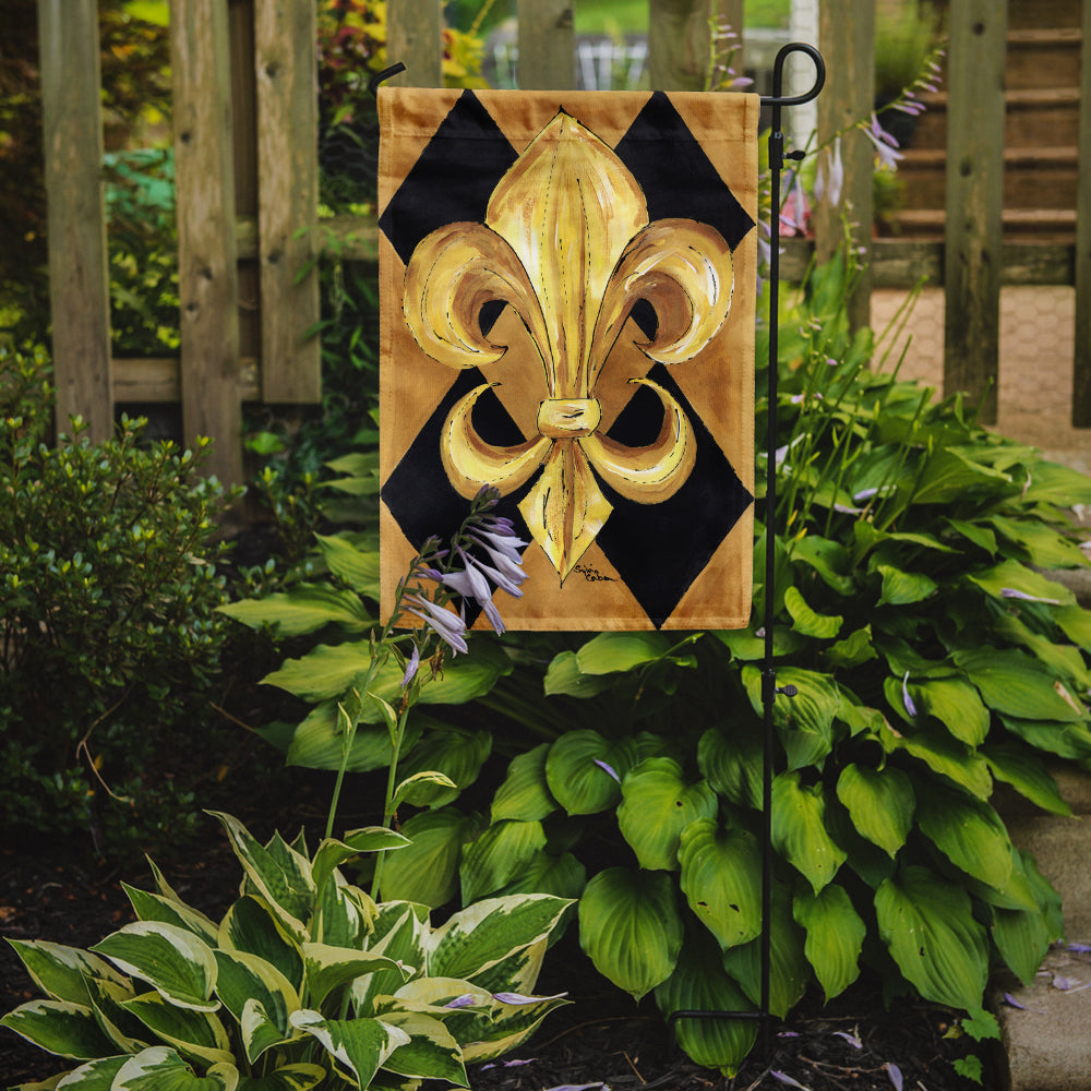 Black and Gold Fleur de lis New Orleans Flag Garden Size.