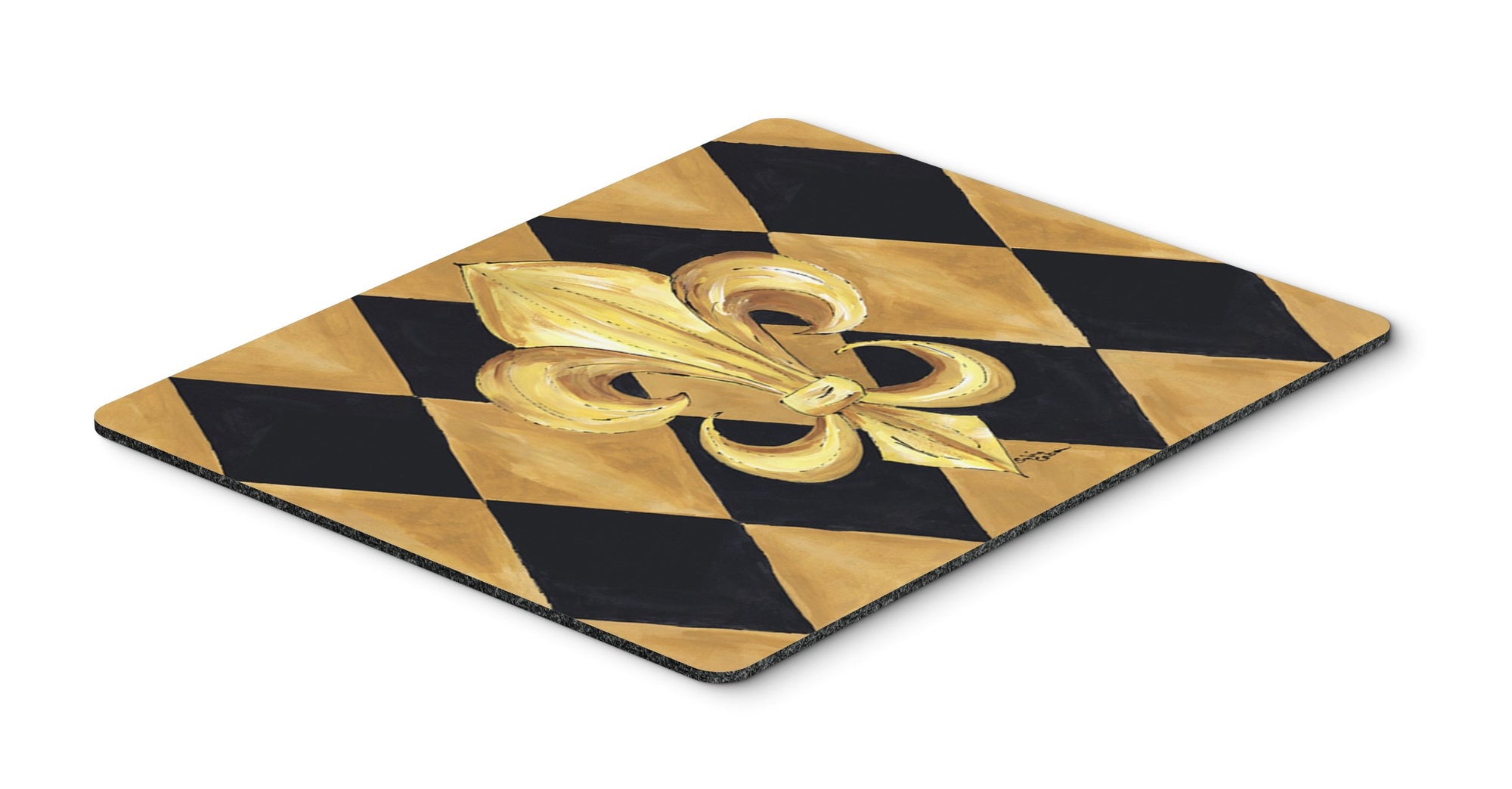 Black and Gold Fleur De Lis Mouse Pad by Caroline's Treasures