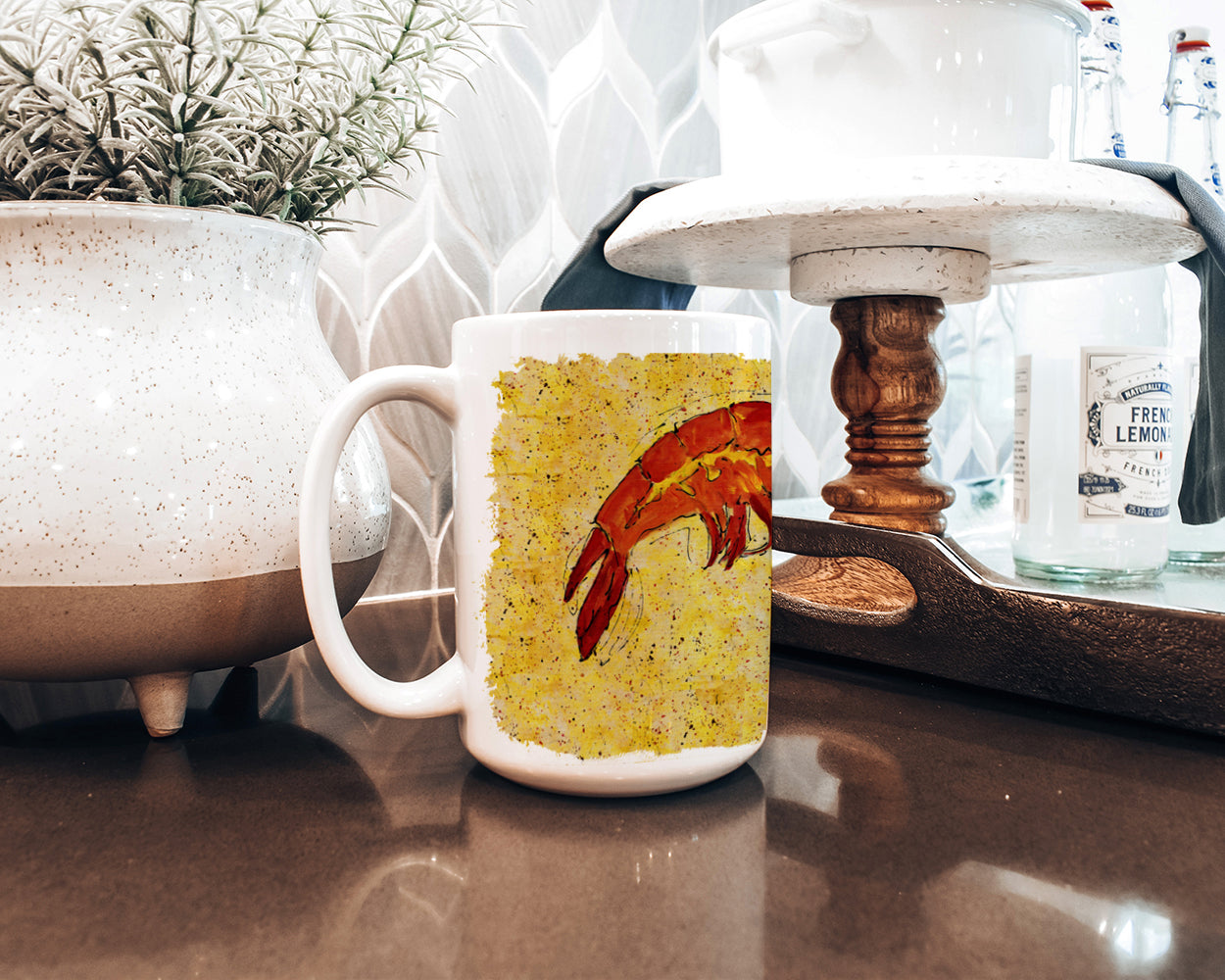 Shrimp Dishwasher Safe Microwavable Ceramic Coffee Mug 15 ounce 8126CM15  the-store.com.