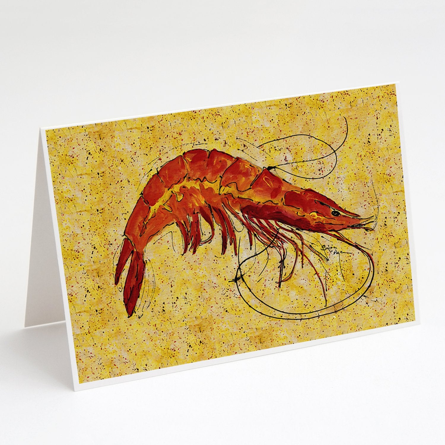 Buy this Shrimp on Yellow Greeting Cards and Envelopes Pack of 8