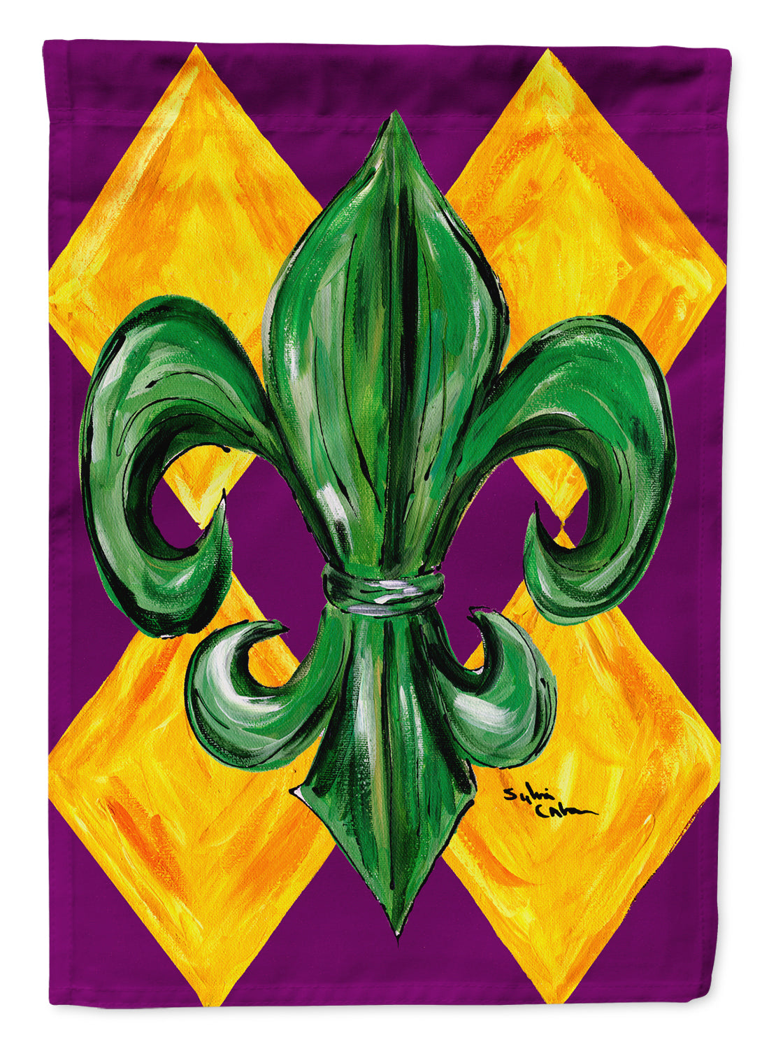 Mardi Gras Harlequin Fleur de lis Flag Canvas House Size  the-store.com.