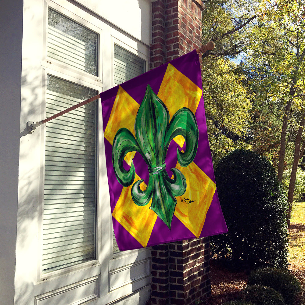 Mardi Gras Harlequin Fleur de lis Flag Canvas House Size  the-store.com.