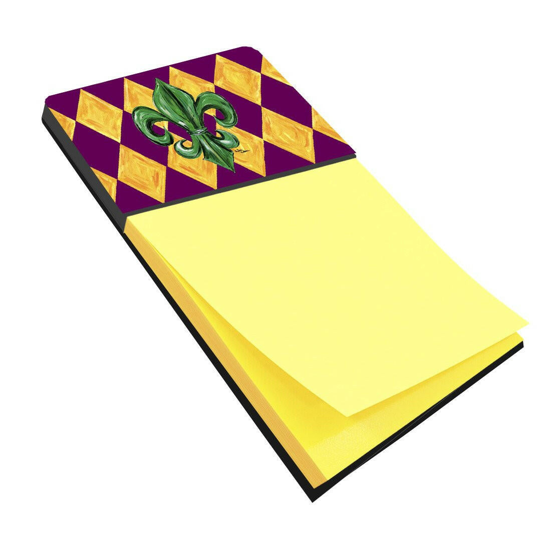 Mardi Gras Fleur de lis Purple Green and Gold Refiillable Sticky Note Holder or Postit Note Dispenser 8133SN by Caroline's Treasures