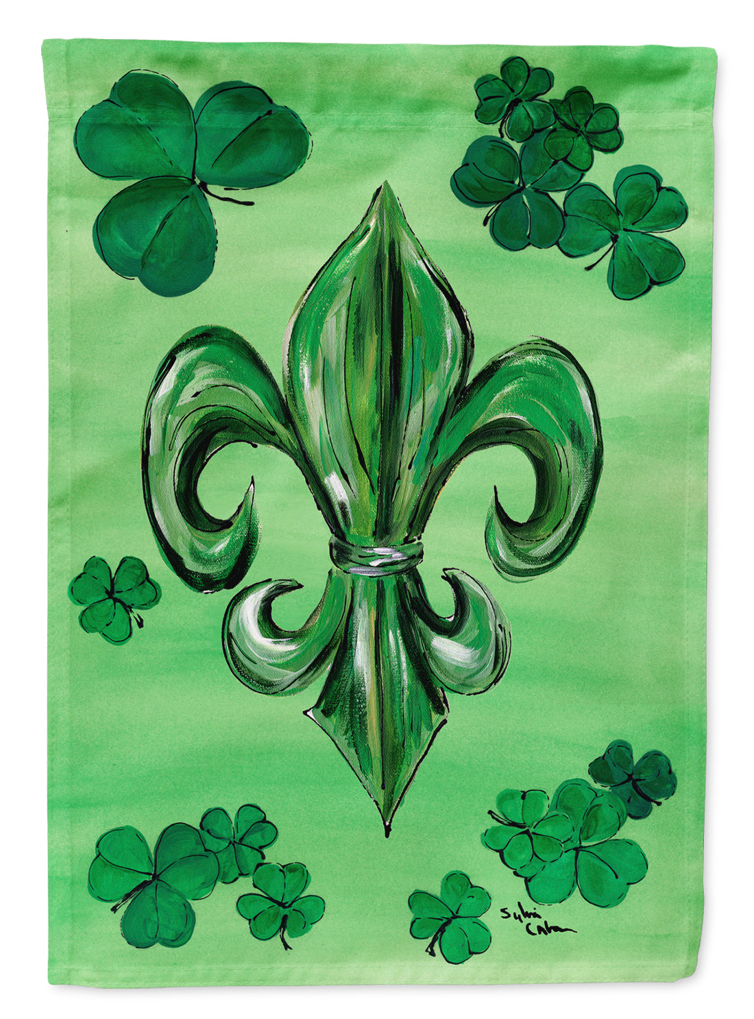 St Patrick&#39;s Day Fleur de lis Flag Canvas House Size  the-store.com.