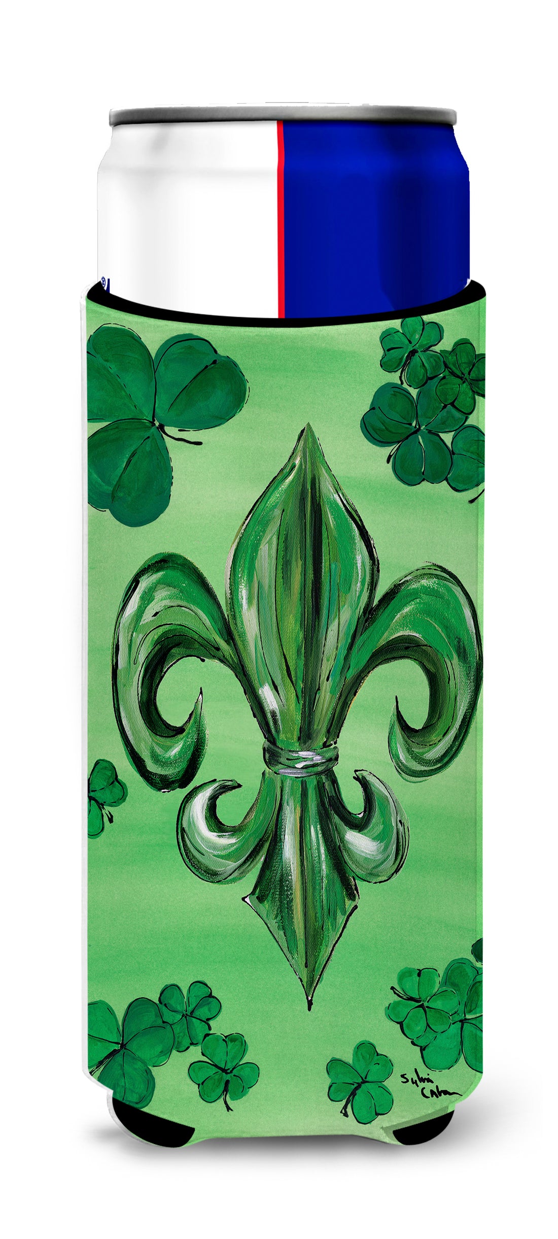 St Patrick&#39;s Day Fleur de lis Ultra Beverage Insulators for slim cans 8135MUK.