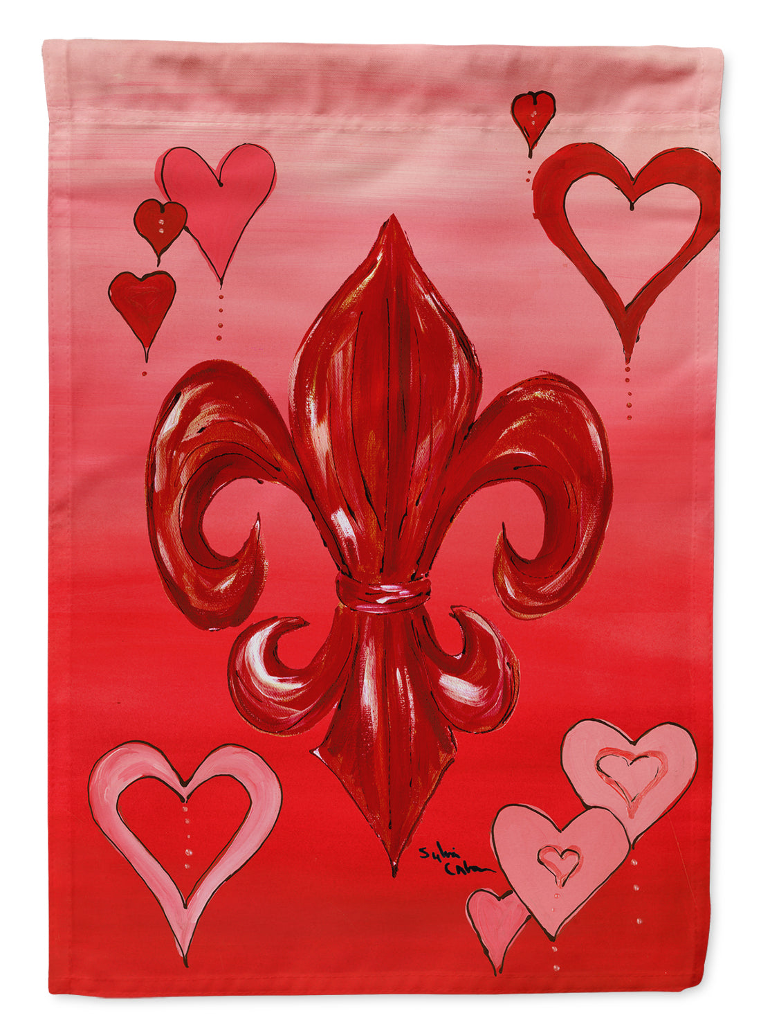 Valentine's Day Fleur de lis Flag Canvas House Size  the-store.com.