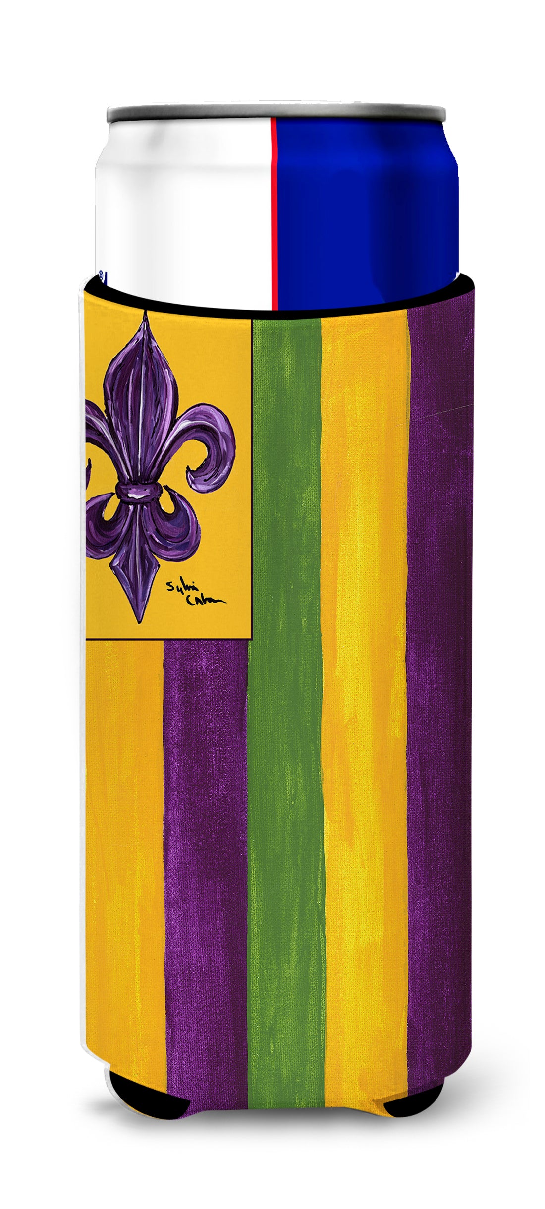 Mardi Gras Fleur de lis Nation Ultra Beverage Insulators for slim cans 8137MUK.