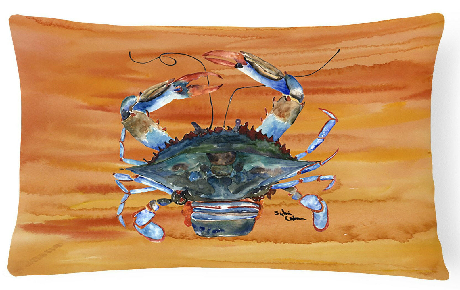 Crab   Canvas Fabric Decorative Pillow by Caroline's Treasures