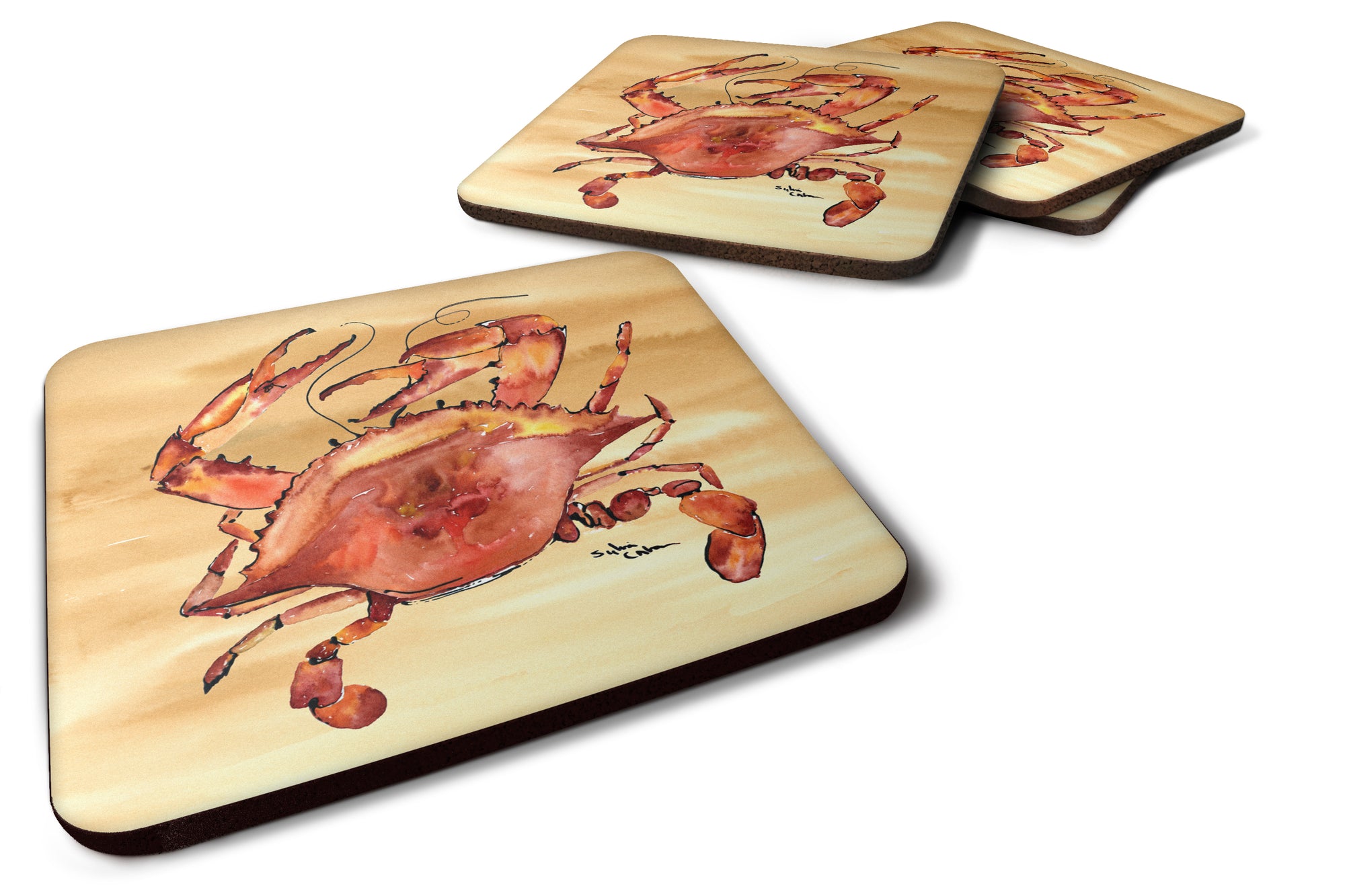 Set of 4 Crab Foam Coasters - the-store.com