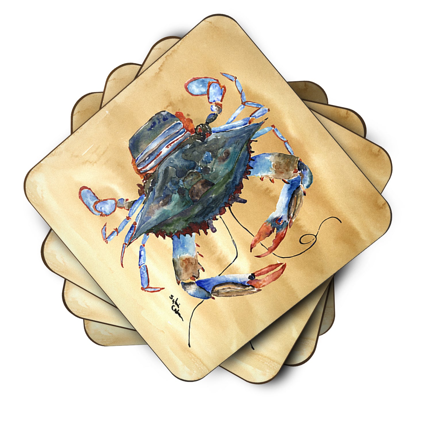 Set of 4 Crab Foam Coasters - the-store.com