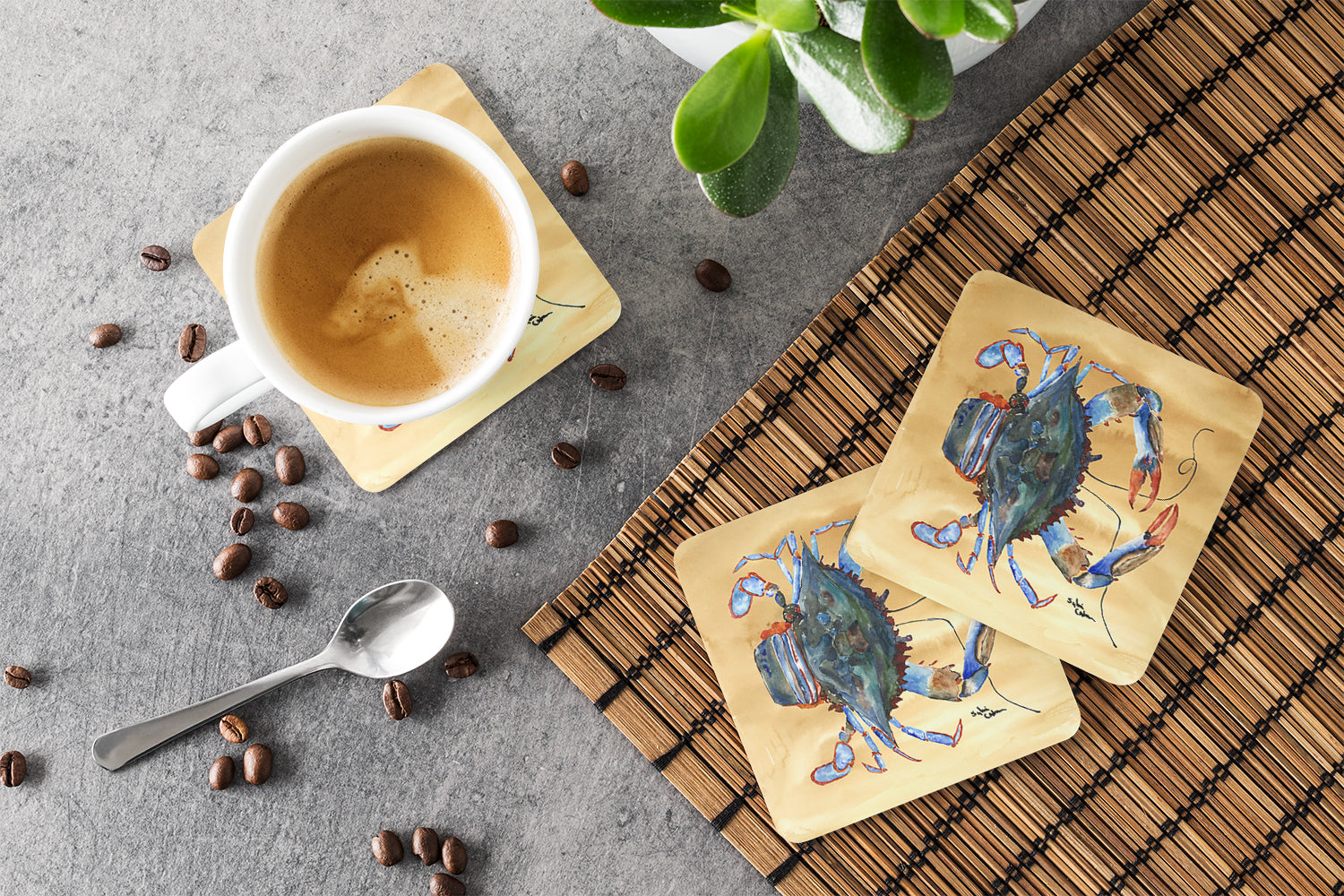 Set of 4 Crab Foam Coasters - the-store.com