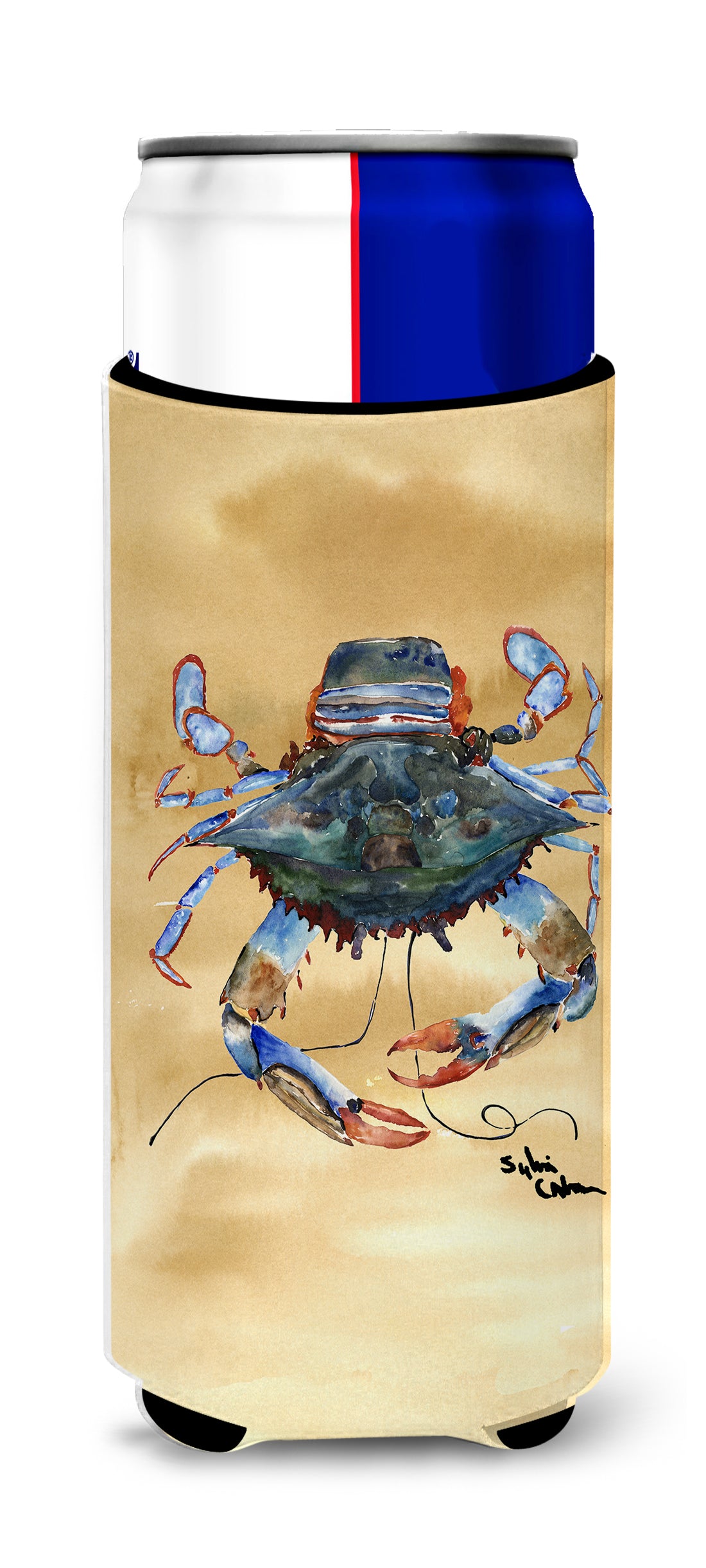 Female Blue Crab Sandy Beach Ultra Beverage Insulators for slim cans 8156MUK.