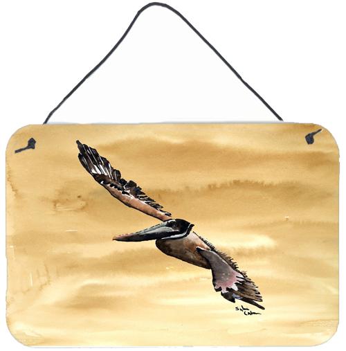 Flying Brown Pelican Aluminium Metal Wall or Door Hanging Prints by Caroline's Treasures