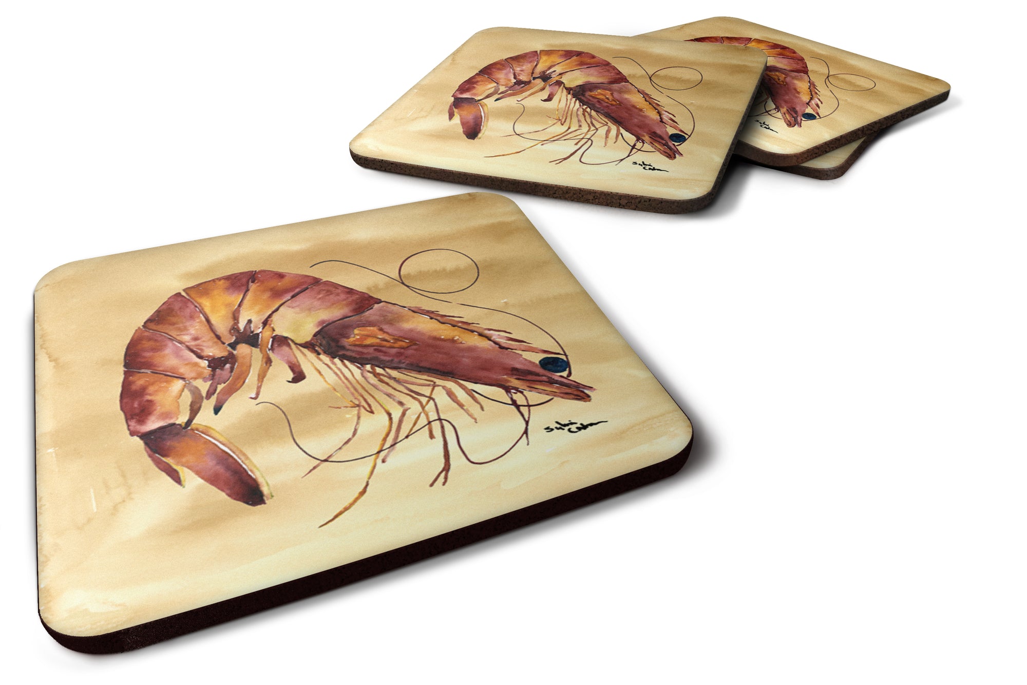 Set of 4 Shrimp Foam Coasters - the-store.com