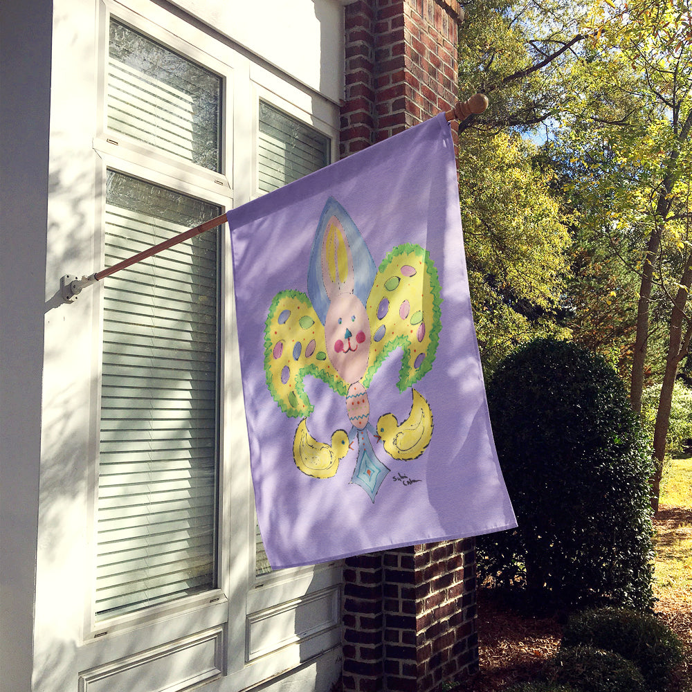 Easter Bunny Rabbit Fleur de lis Flag Canvas House Size  the-store.com.