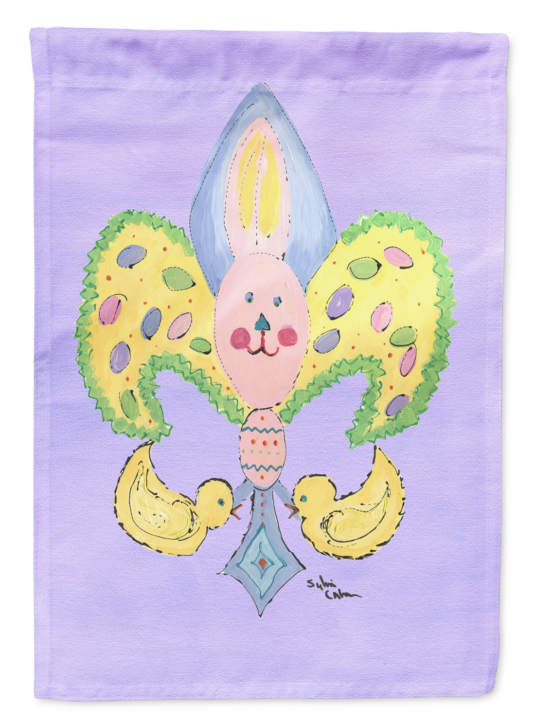 Easter Bunny Rabbit Fleur de lis Flag Garden Size  the-store.com.