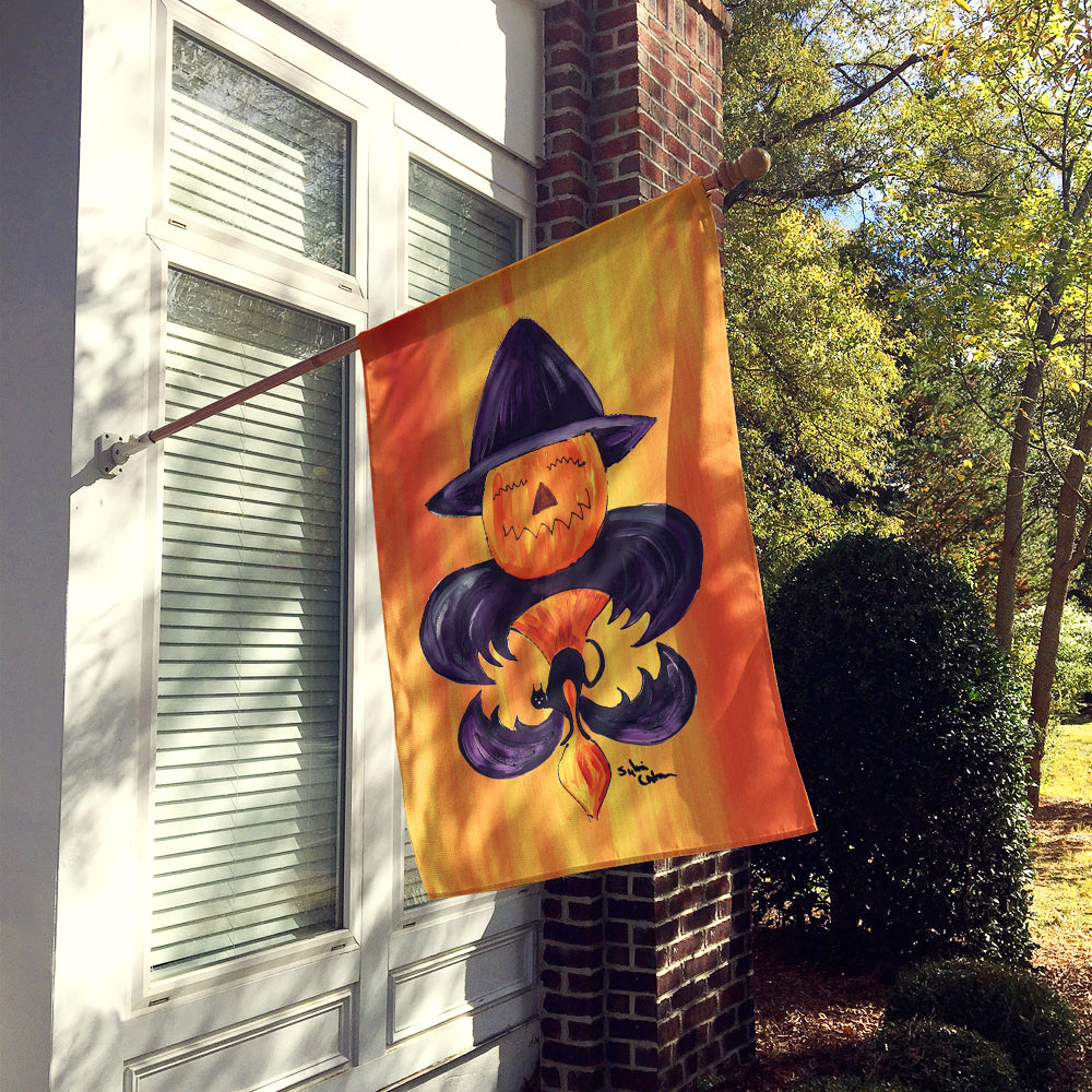 Halloween Pumpkin Bat Fleur de lis Flag Canvas House Size  the-store.com.