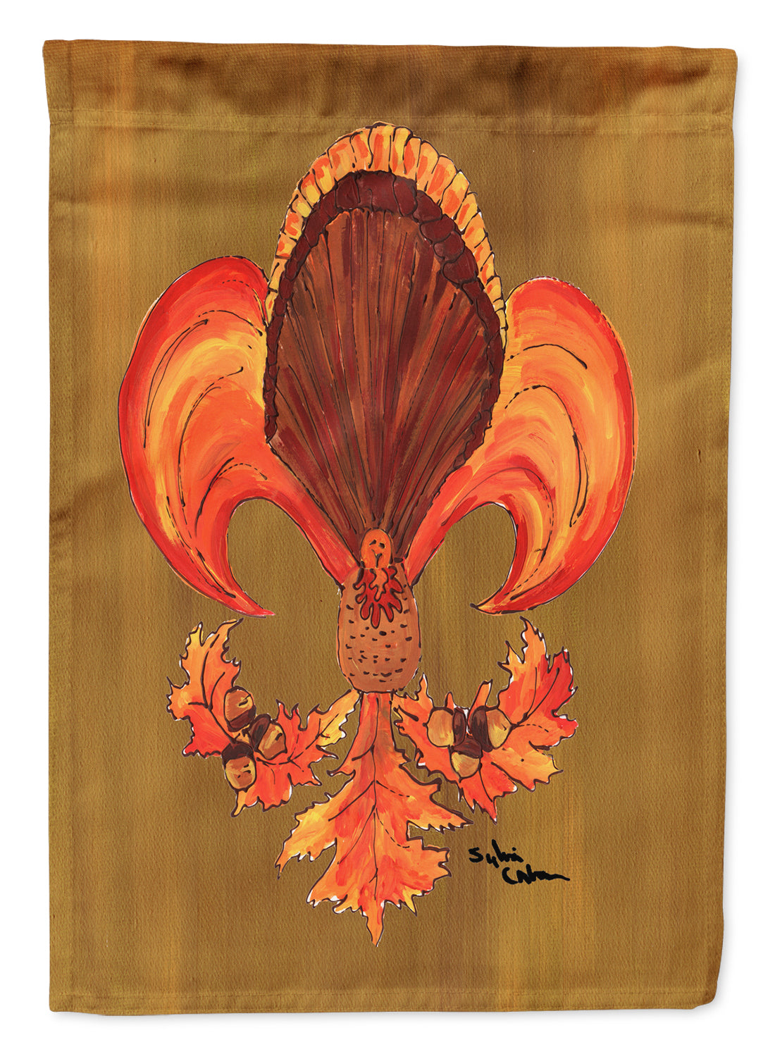 Thanksgiving Turkey Fleur de lis Flag Garden Size.