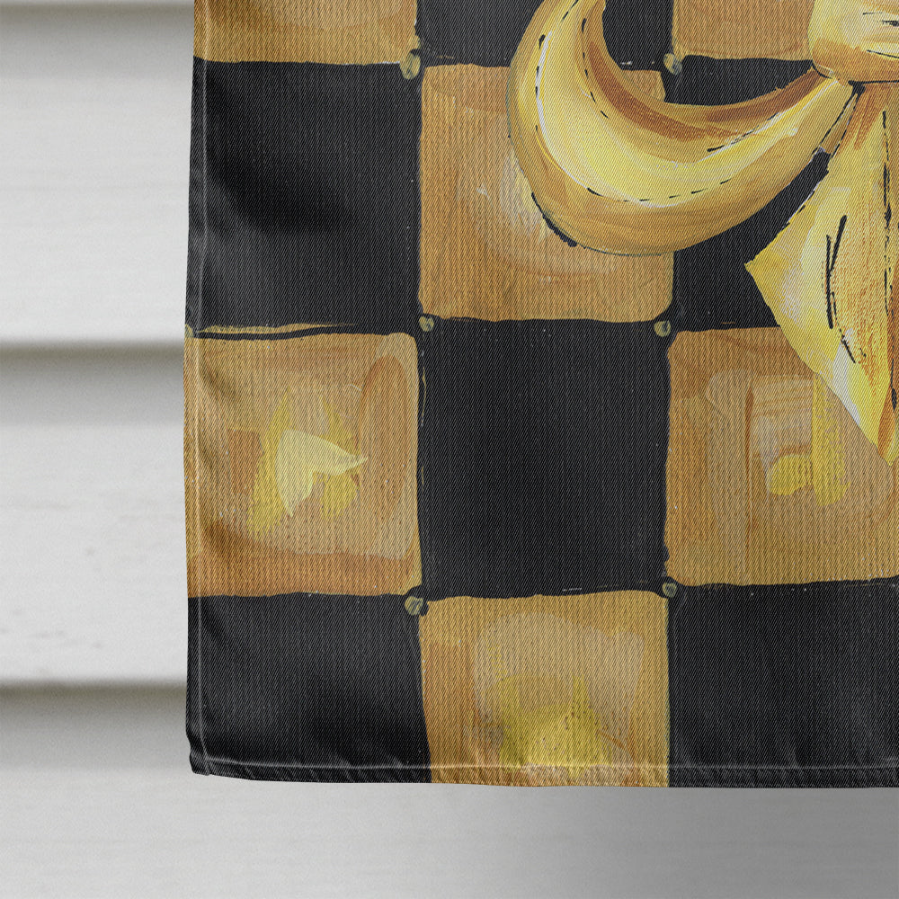 Black and Gold Fleur de lis checkered Flag Canvas House Size  the-store.com.