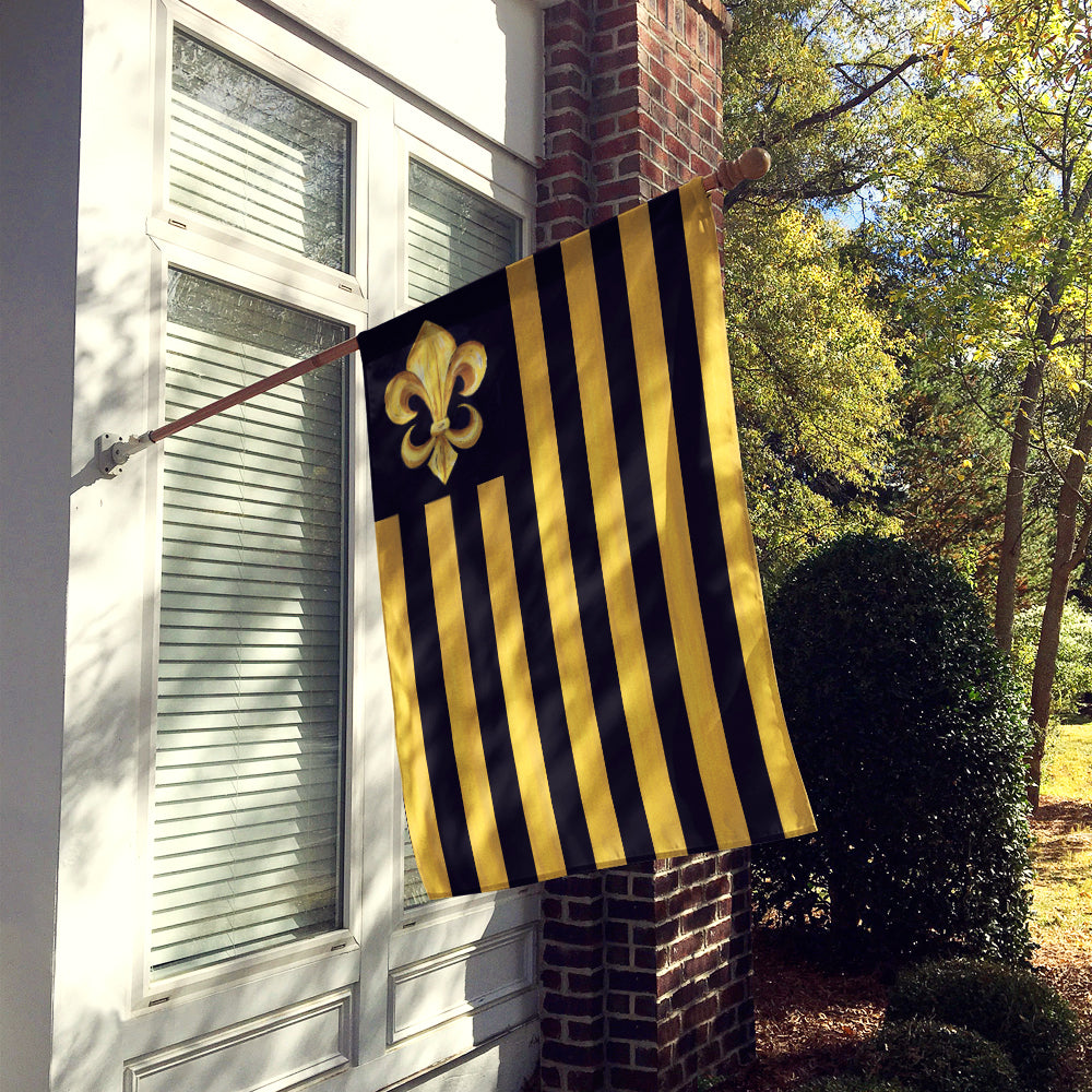 Black and Gold Fleur de lis Nation Flag Canvas House Size  the-store.com.