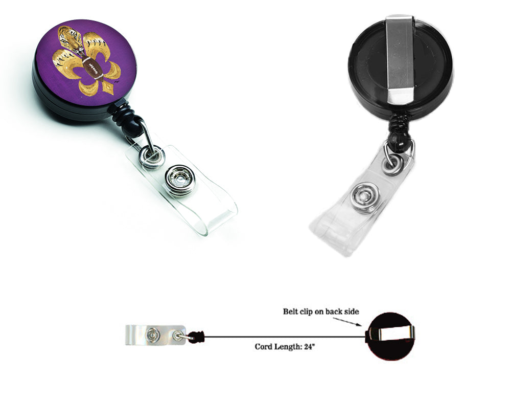 Tiger Football Fleur de lis  Retractable Badge Reel 8205-2BR  the-store.com.