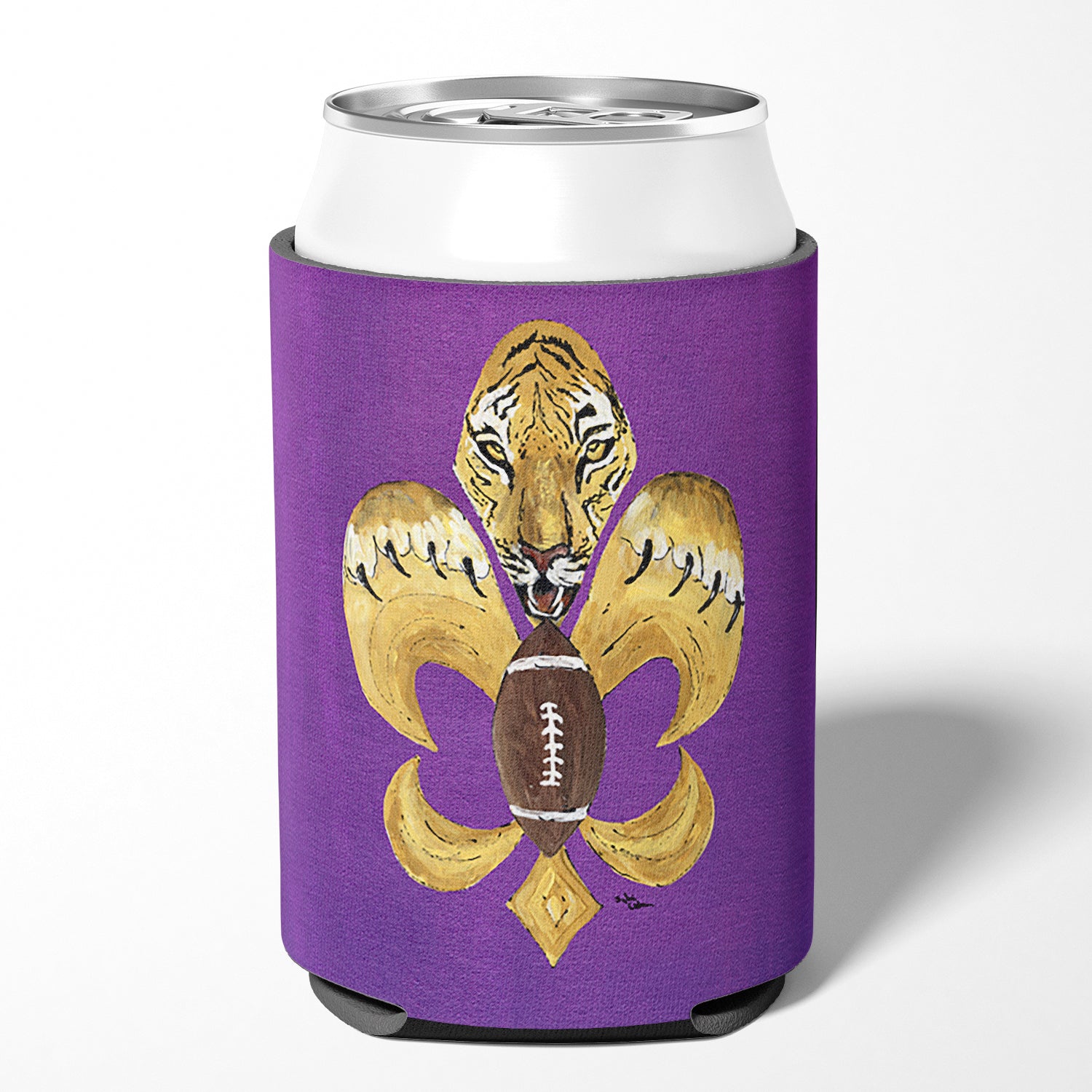 Tiger Football Fleur de lis Can or Bottle Beverage Insulator Hugger 8205.