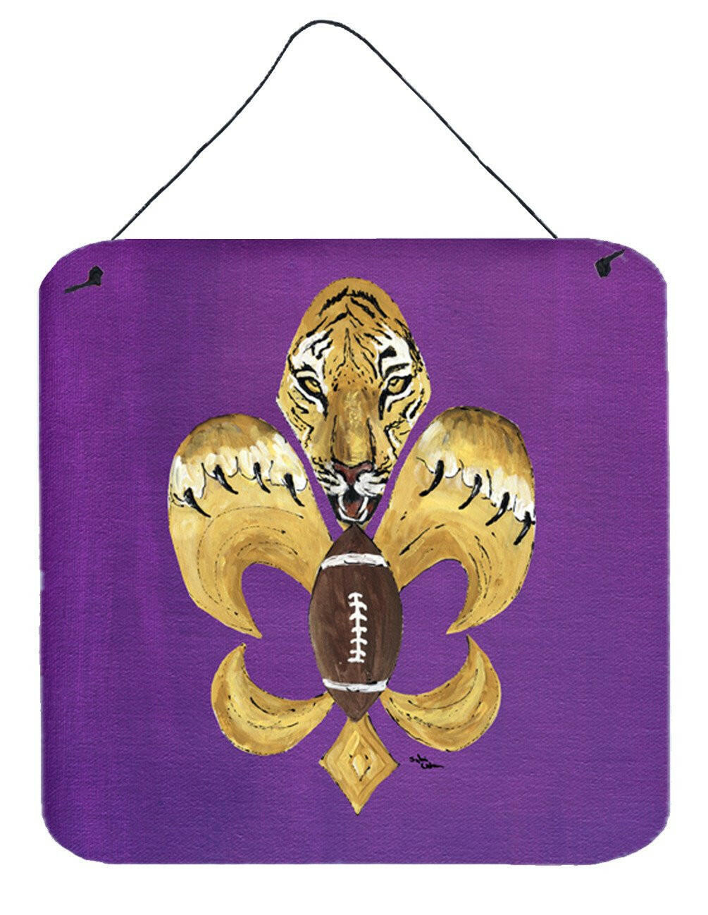 Tiger Football Fleur de lis  Aluminium Metal Wall or Door Hanging Prints 8205 by Caroline's Treasures