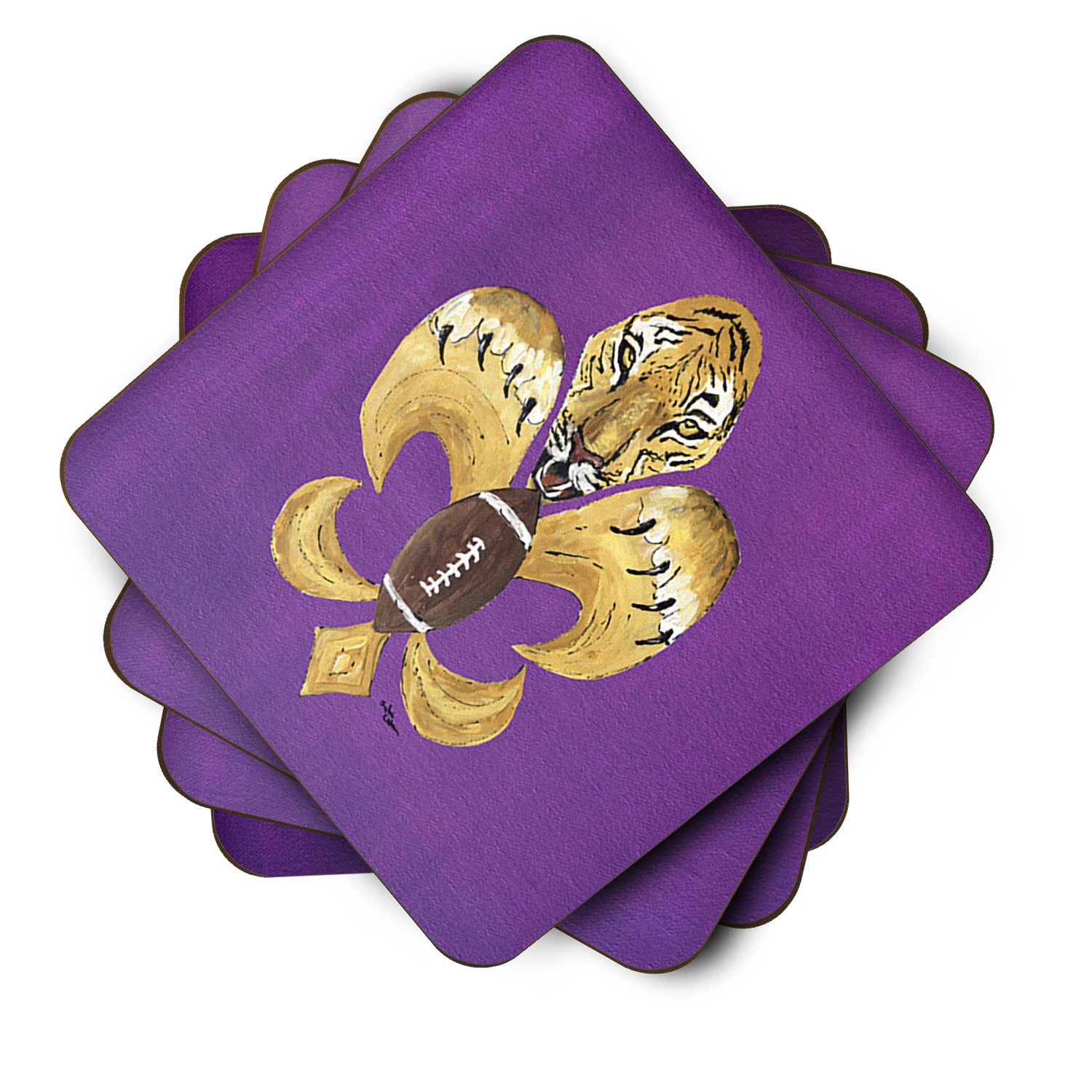 Set of 4 Tiger Football Fleur de lis Foam Coasters - the-store.com