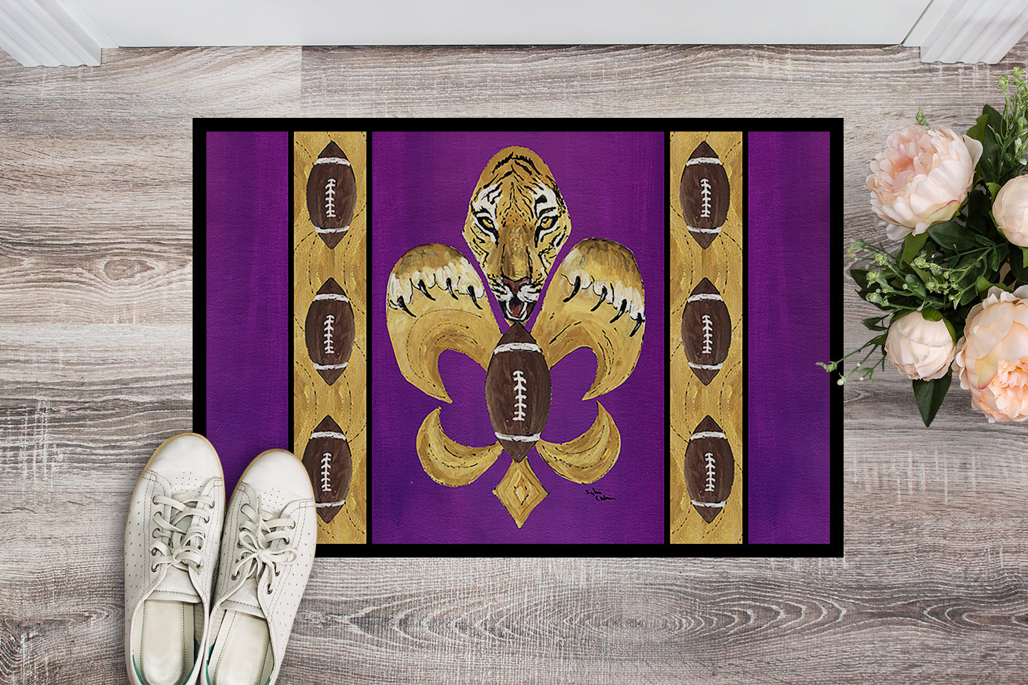 Tiger Football Fleur de lis Indoor or Outdoor Mat 18x27 8205 Doormat - the-store.com