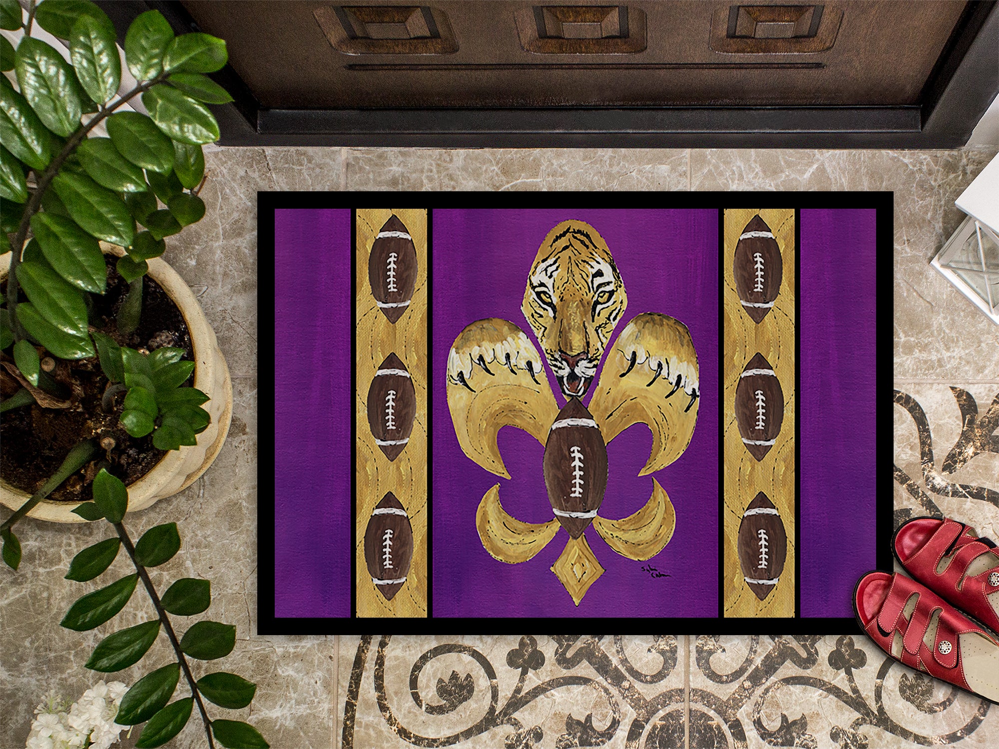 Tiger Football Fleur de lis Indoor or Outdoor Mat 18x27 8205 Doormat - the-store.com