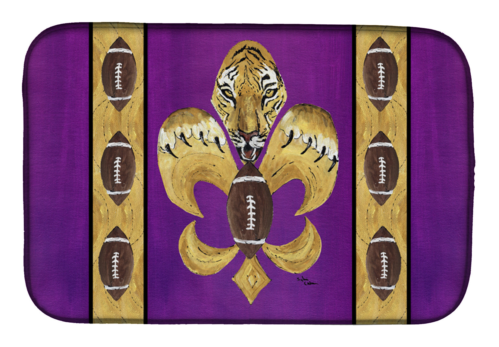 Tiger Football Fleur de lis Dish Drying Mat 8205DDM  the-store.com.