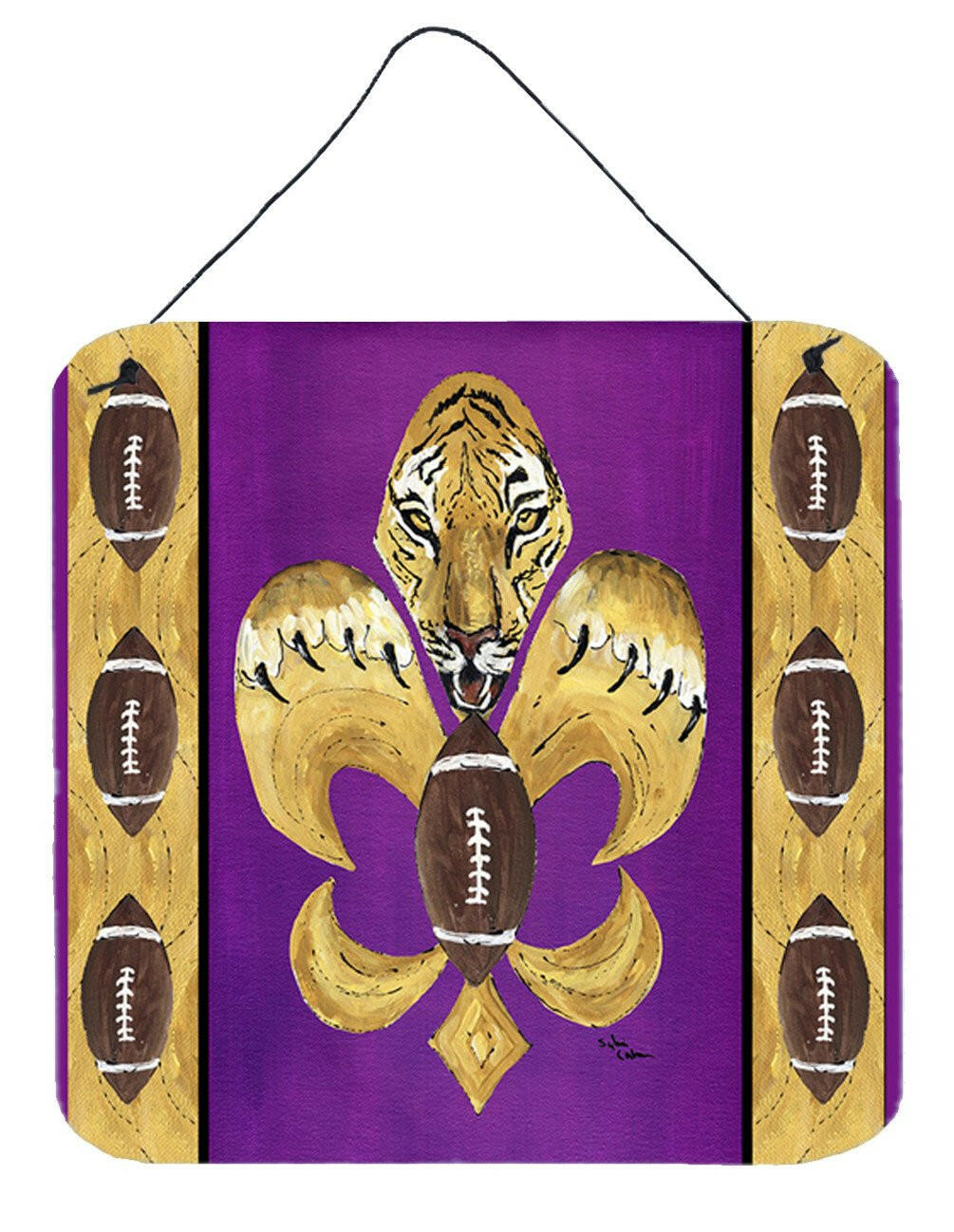 Tiger Football Fleur de lis Aluminium Metal Wall or Door Hanging Prints by Caroline&#39;s Treasures