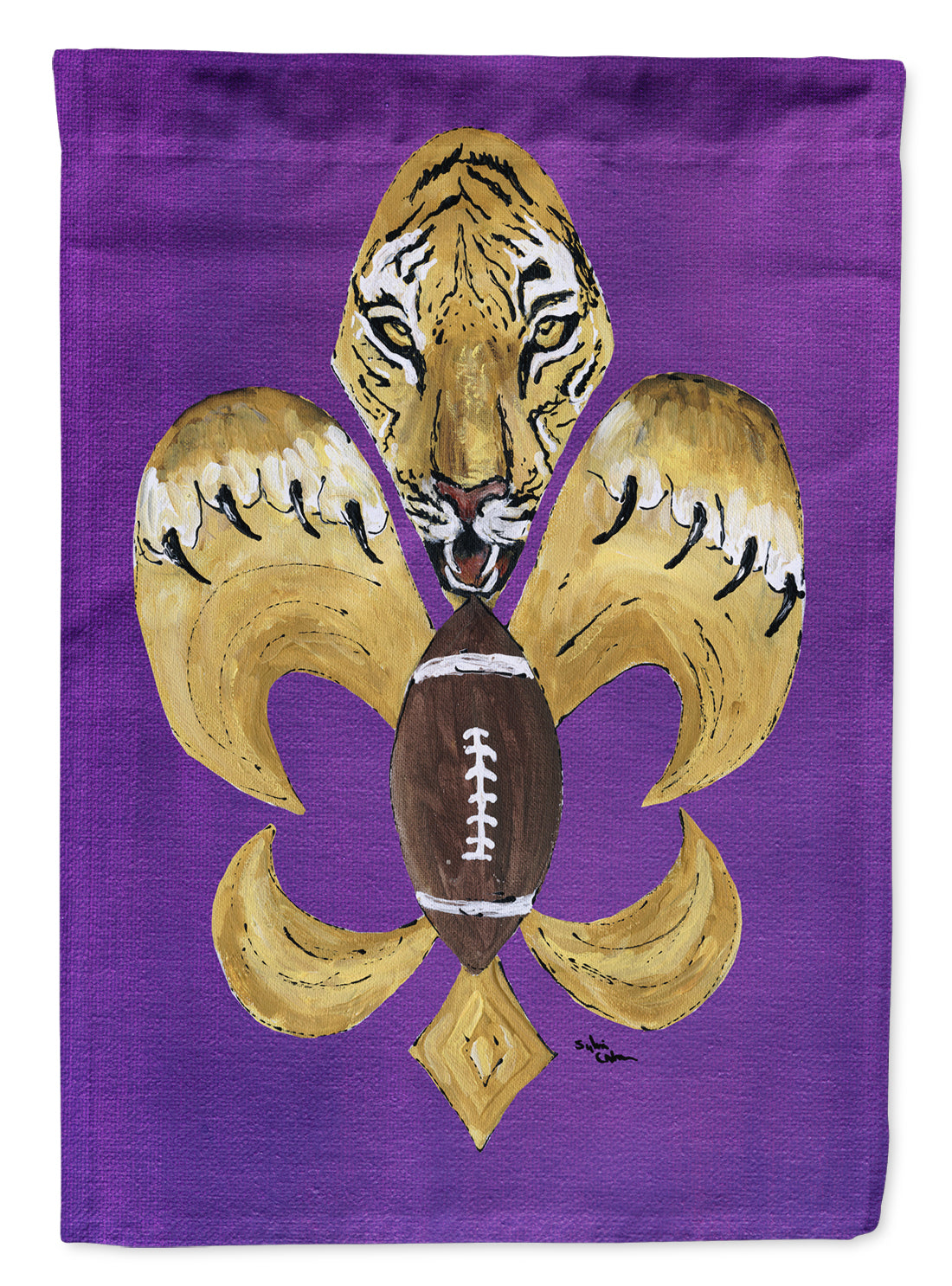 Tiger Football Fleur de lis Flag Garden Size.