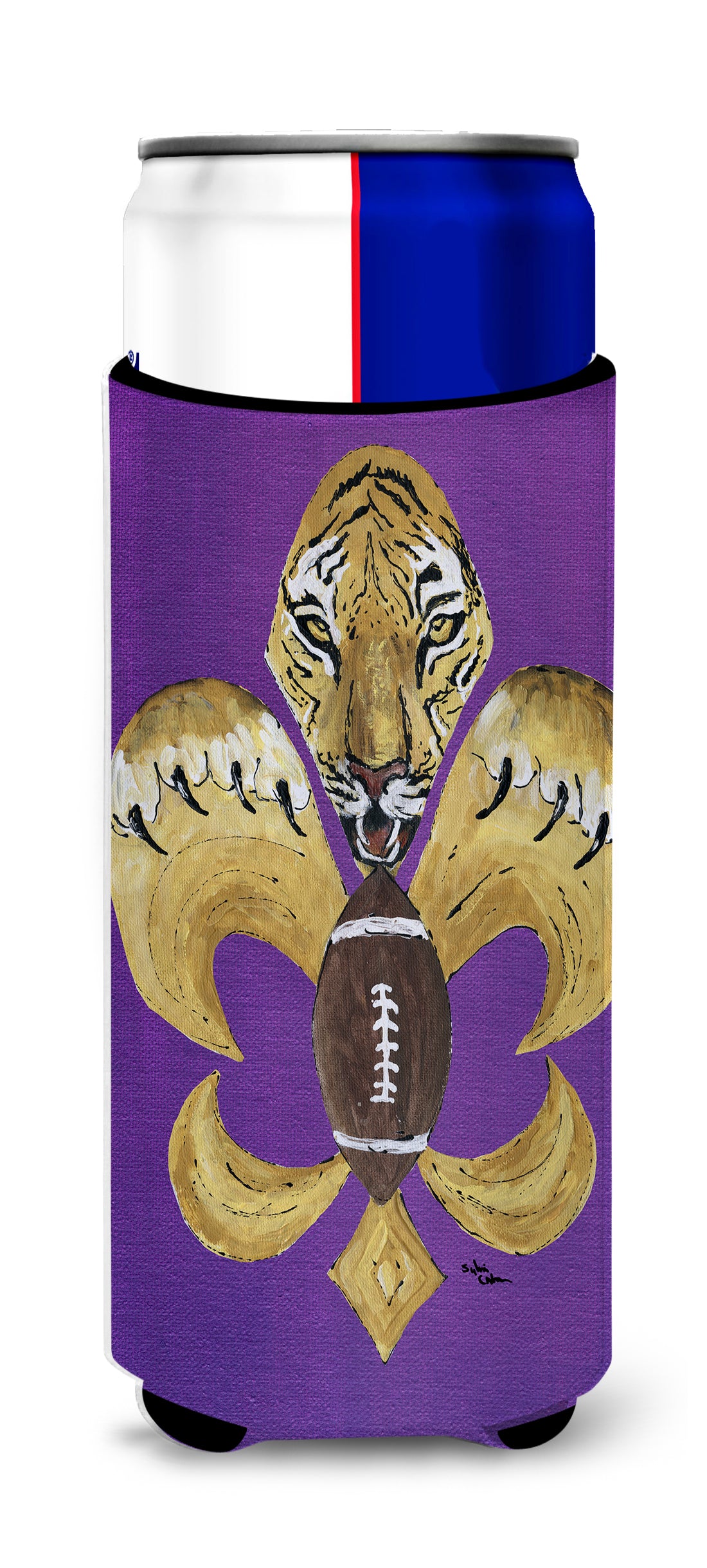 Tiger Football Fleur de lis Ultra Beverage Insulators for slim cans 8205MUK.