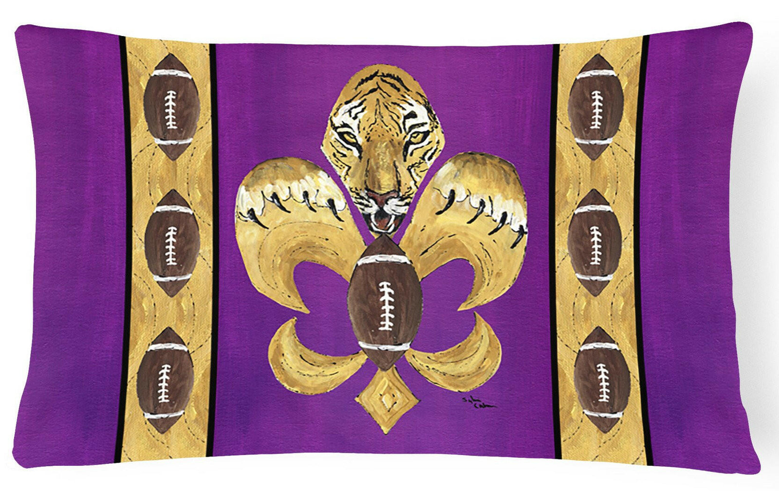 Tiger Football Fleur de lis   Canvas Fabric Decorative Pillow by Caroline's Treasures