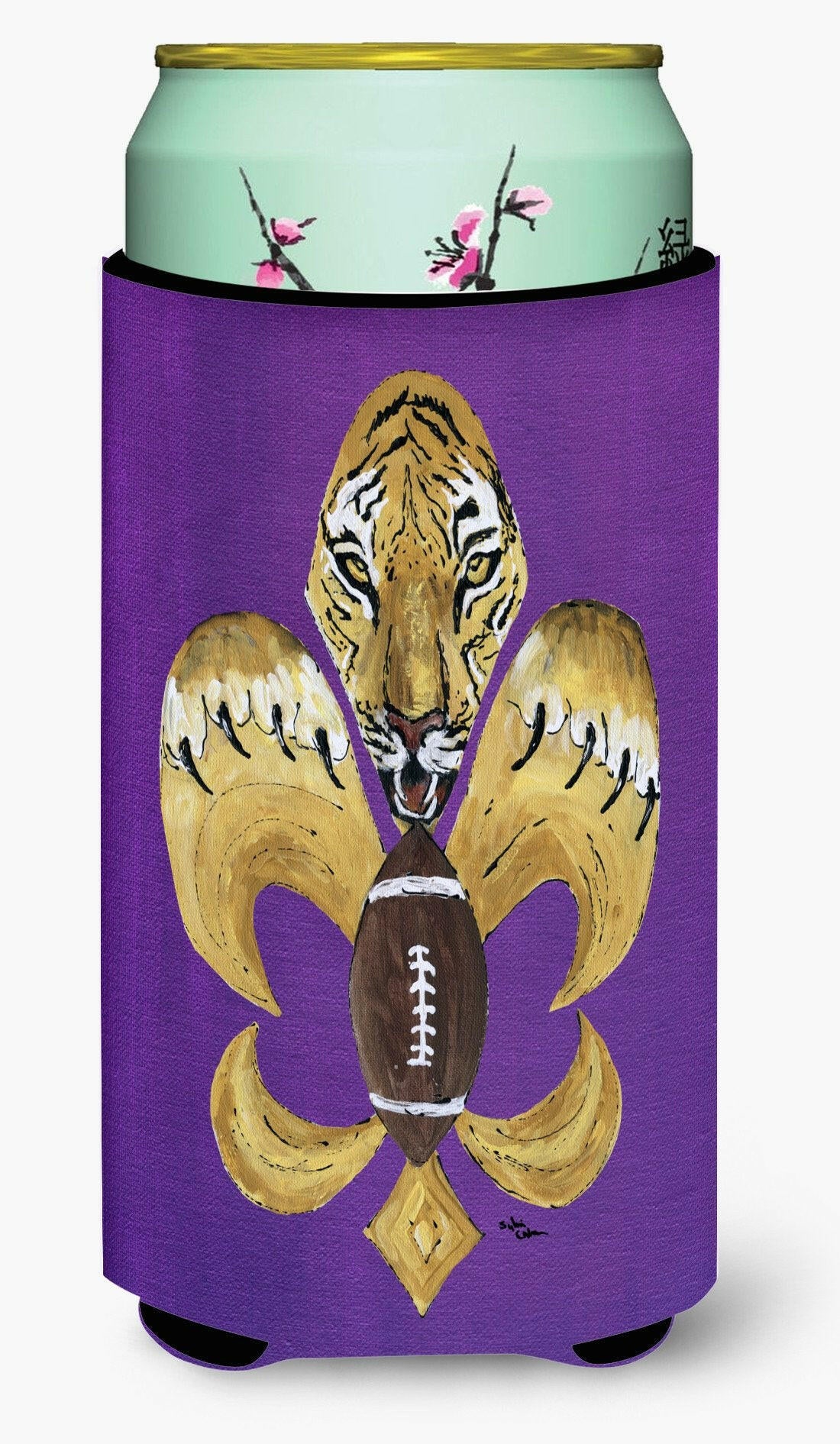 Tiger Football Fleur de lis  Tall Boy Beverage Insulator Beverage Insulator Hugger by Caroline's Treasures