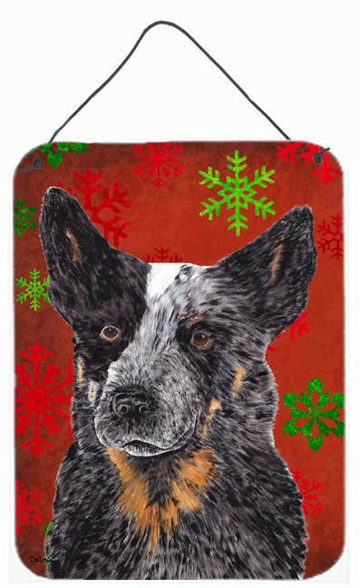 Australian Cattle Dog Red Snowflakes Christmas Metal Wall Door Hanging Prints by Caroline&#39;s Treasures