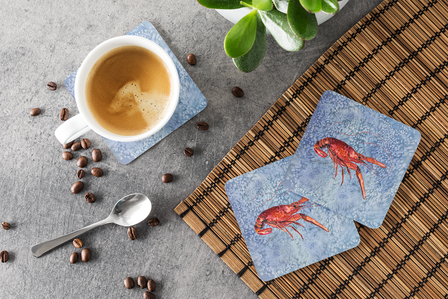 Set of 4 Crawfish Foam Coasters - the-store.com