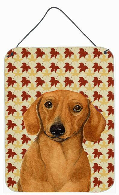 Dachshund Fall Leaves Portrait Aluminium Metal Wall or Door Hanging Prints by Caroline&#39;s Treasures