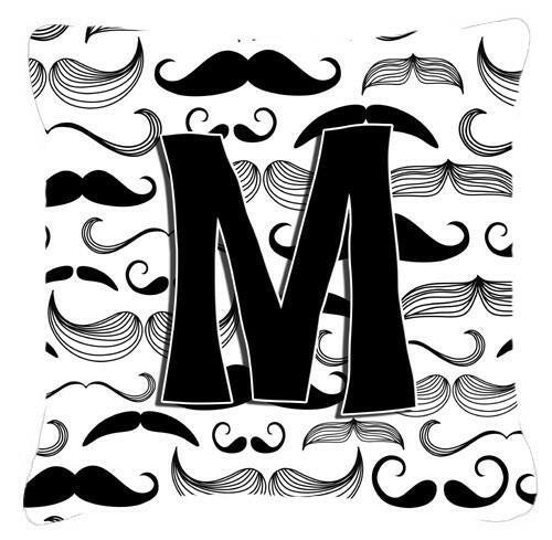 Letter M Moustache Initial Canvas Fabric Decorative Pillow CJ2009-MPW1414 by Caroline's Treasures