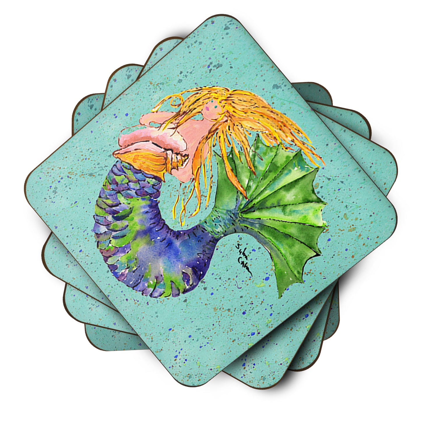 Set of 4 Mermaid Foam Coasters - the-store.com