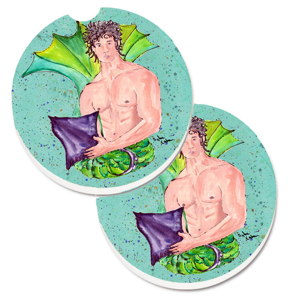 Merman Set of 2 Cup Holder Car Coasters 8345CARC by Caroline's Treasures