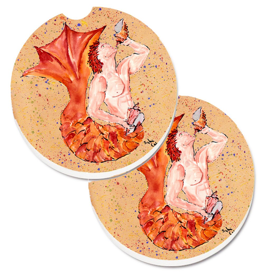 Merman Set of 2 Cup Holder Car Coasters 8346CARC by Caroline's Treasures