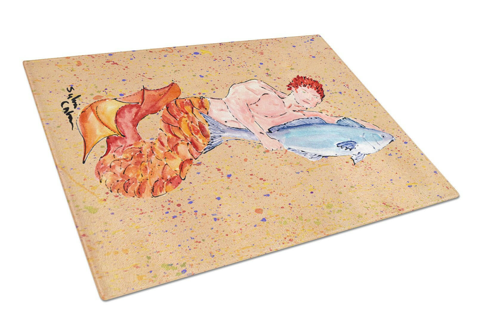 Merman  Glass Cutting Board Large by Caroline's Treasures